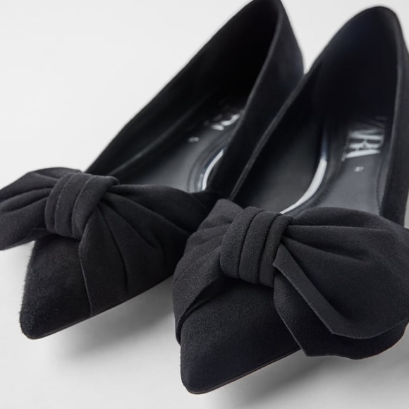 Zara Shoes - ZARA Faux suede ballet flats with bow